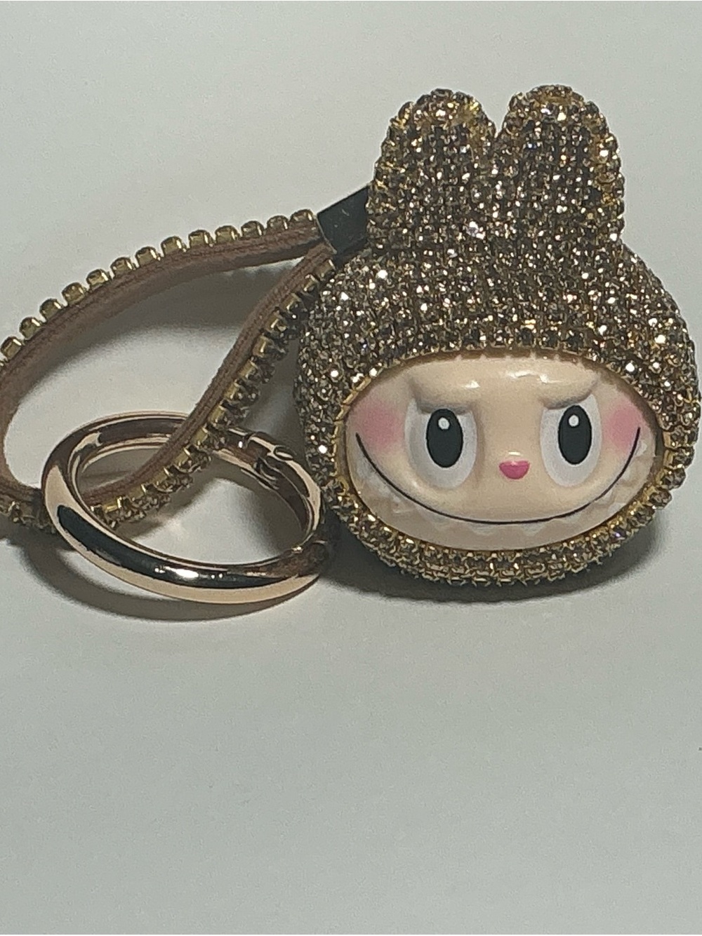 Gold Crystal Monster Face Bag  Charm